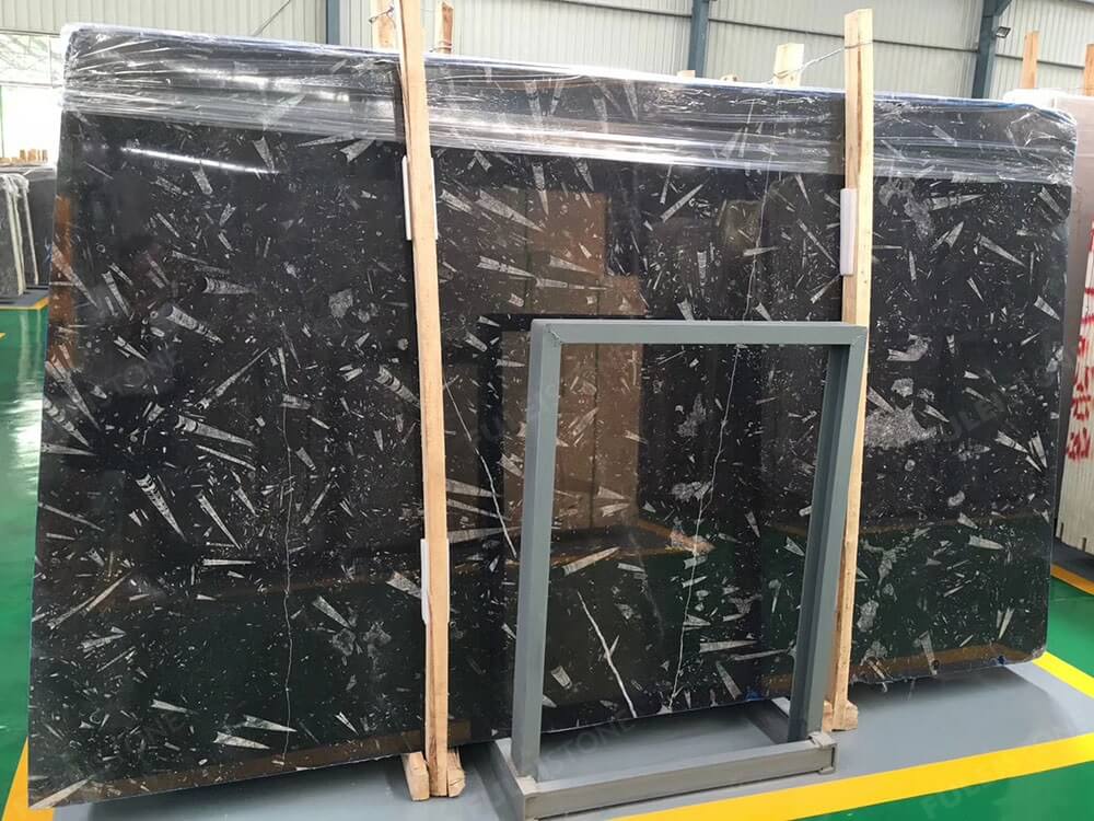 Black Fossil Marble Tile Beautiful Car Porch