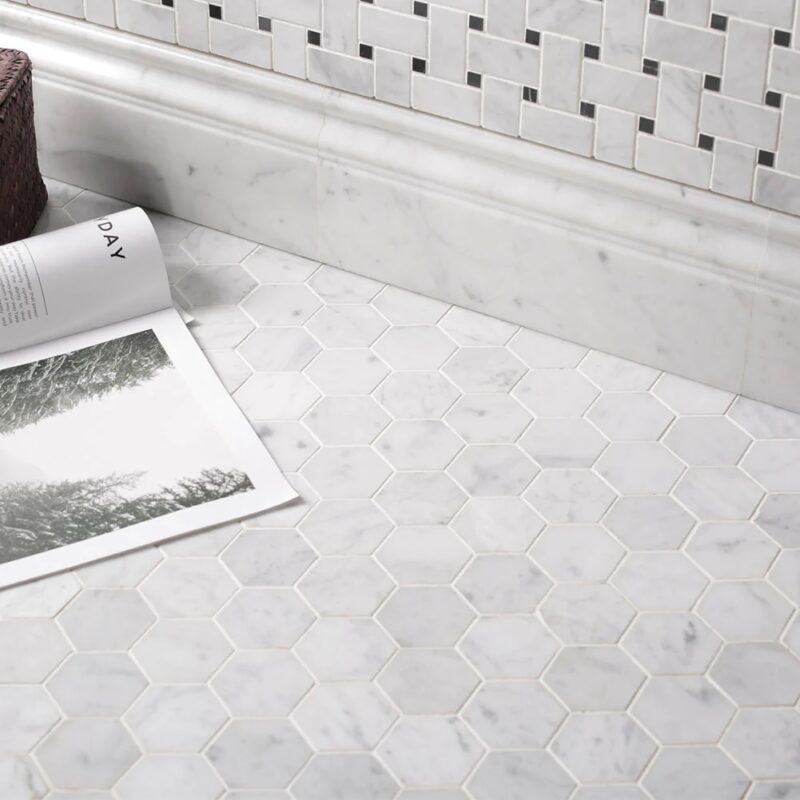 hexagon Carrara Marble mosaic Tiles, white marble hexagon mosaic tile