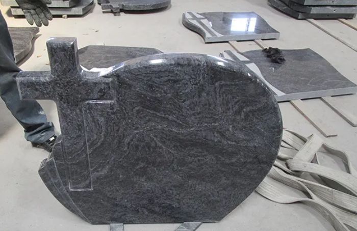Bahama Blue Granite Headstone Poland Style Headstone