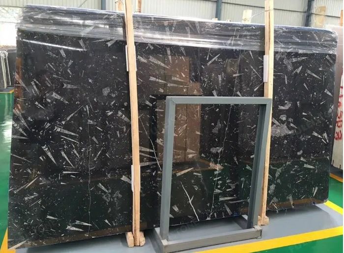 Black Fossil Marble Tile Beautiful Car Porch