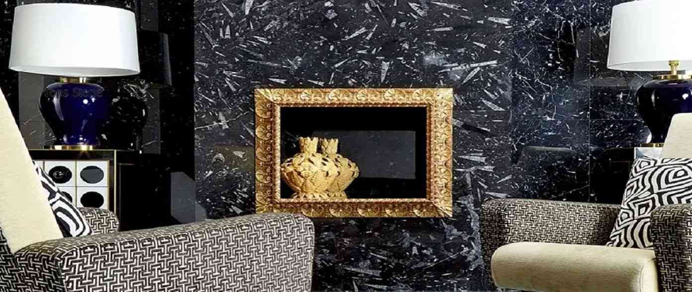 Black Fossil Marble Tile Beautiful Car Porch