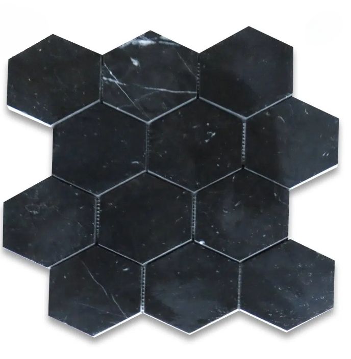 Black Marble Hexagan Tile Italian Tile black