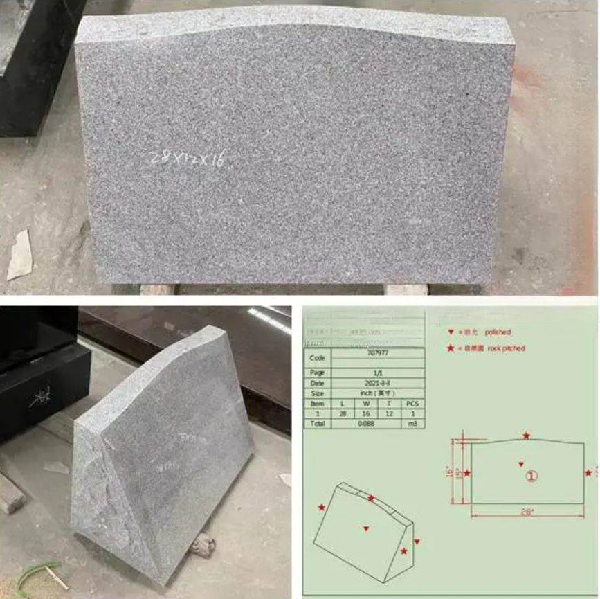 China G633 Mist Gray Granite Slant Monument