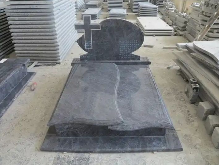 Chinese Granite Swan Blue Tombstone Monuments Headstone