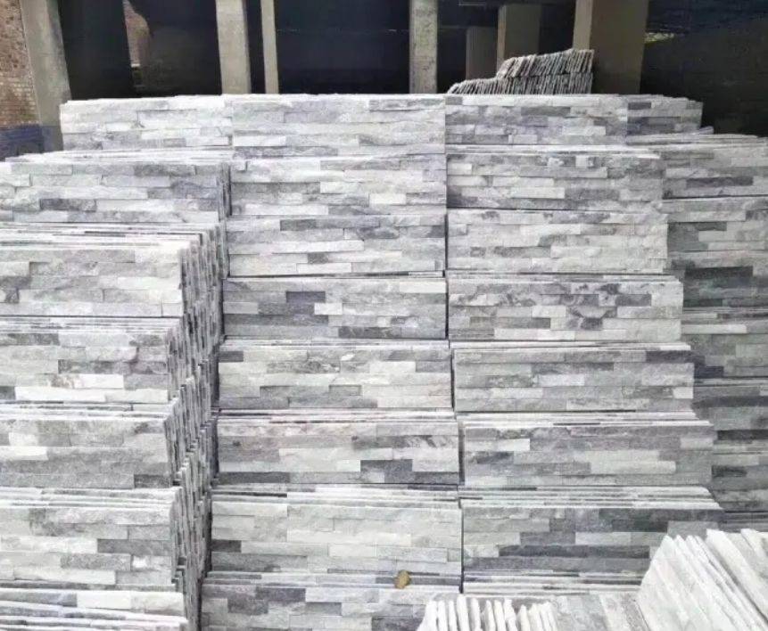 Cloudy grey marble decorative interior stacked stone veneer wall cladding
