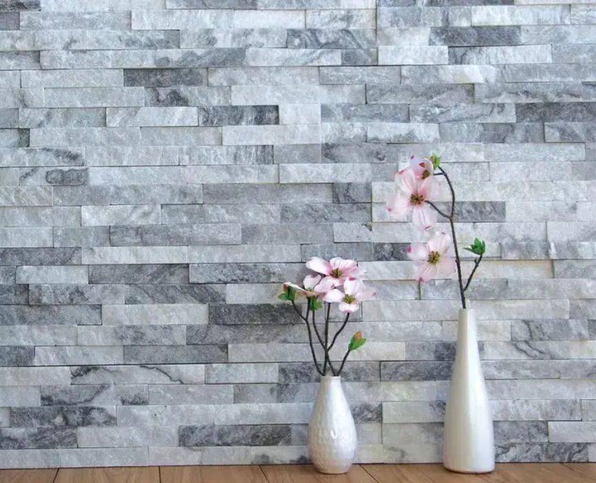 Cloudy grey marble decorative interior stacked stone veneer wall cladding