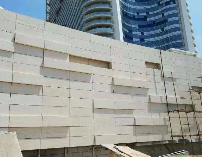 Exterior Limestone Wall Cladding Beige Granite Facade
