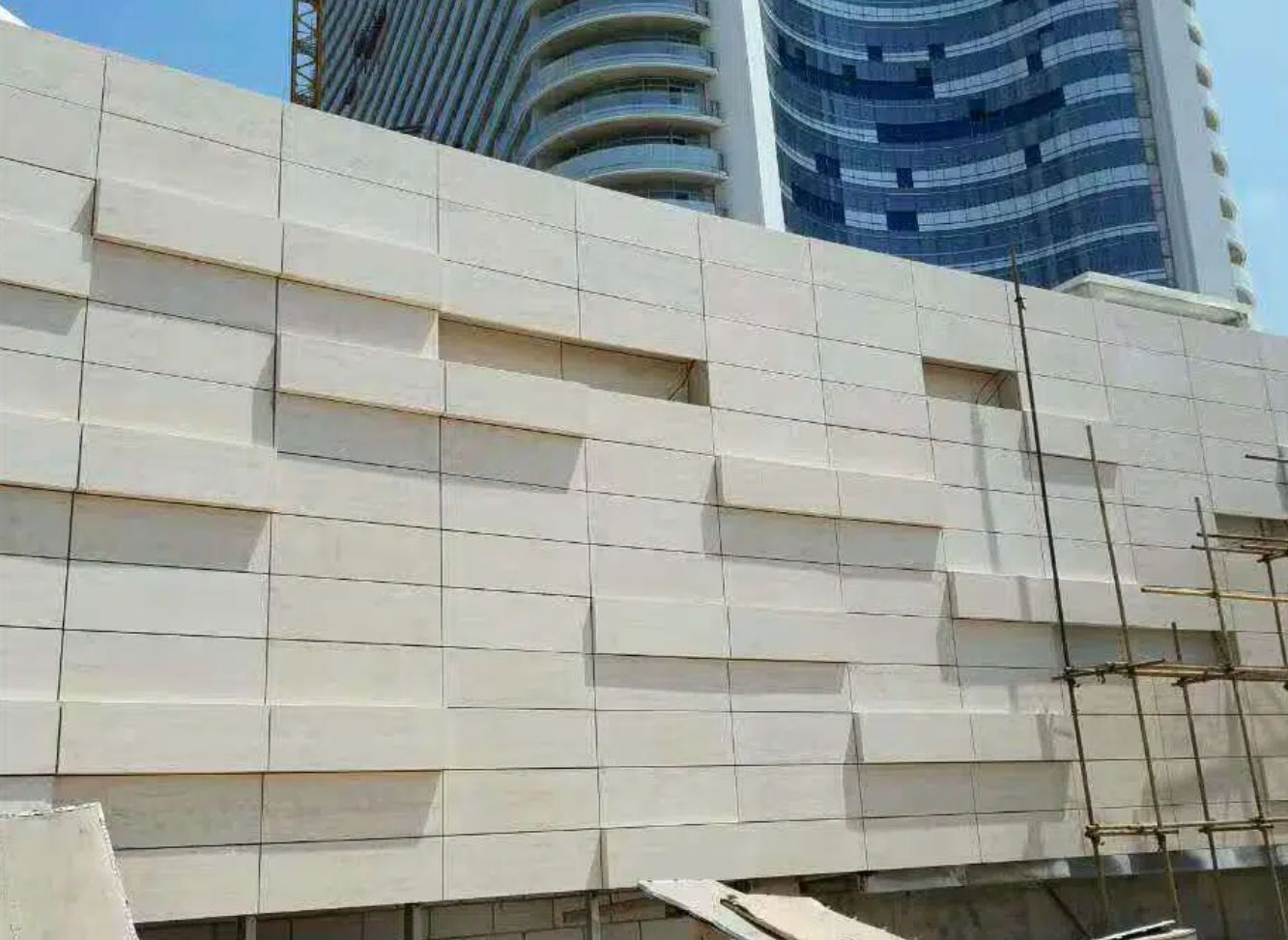 Exterior Limestone Wall Cladding Beige Granite Facade