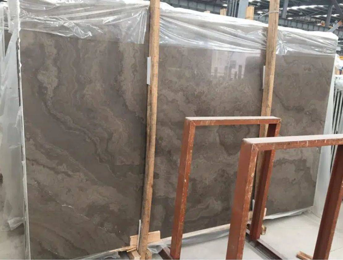 Fantasy Brown Marble Slab Grey Wooden Vein