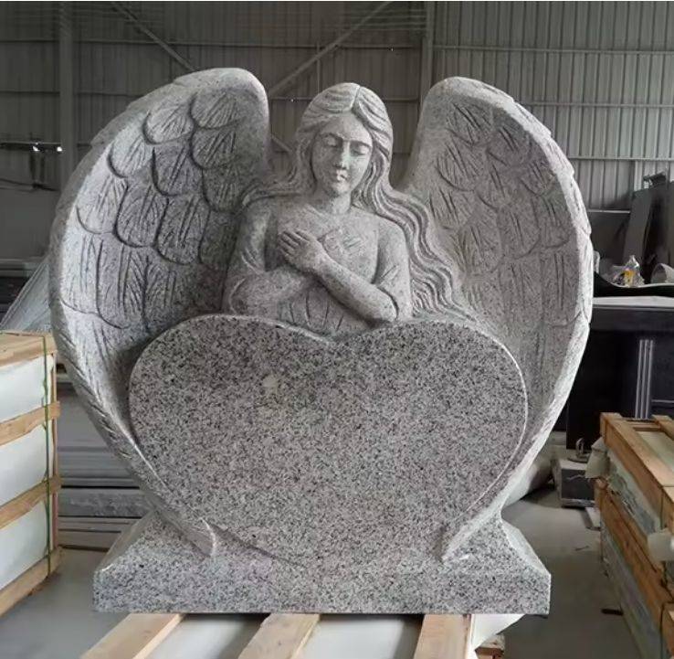 Grey Color Angel Tombstone Monuments With Nice Work