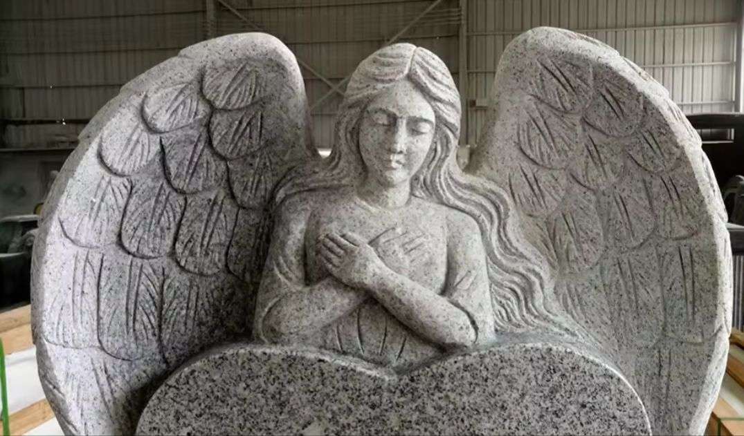 Grey Color Angel Tombstone Monuments With Nice Work