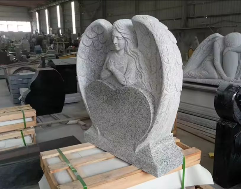 Grey Color Angel Tombstone Monuments With Nice Work