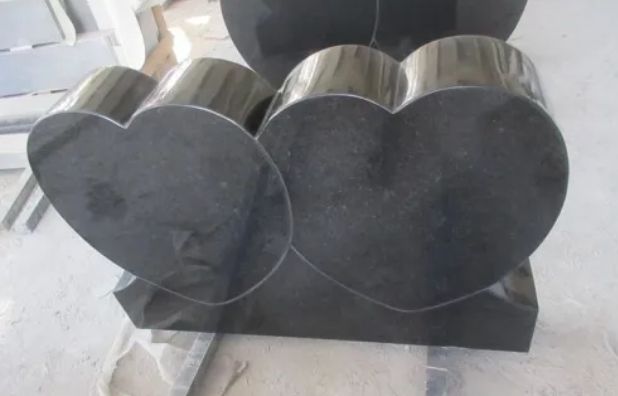 Indian Black Headstone Double Heart With Rose