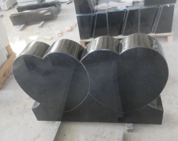 Indian Black Headstone Double Heart With Rose