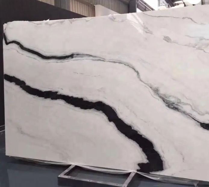 Natural Panda White Marble With Black Veins Stair Step Slab