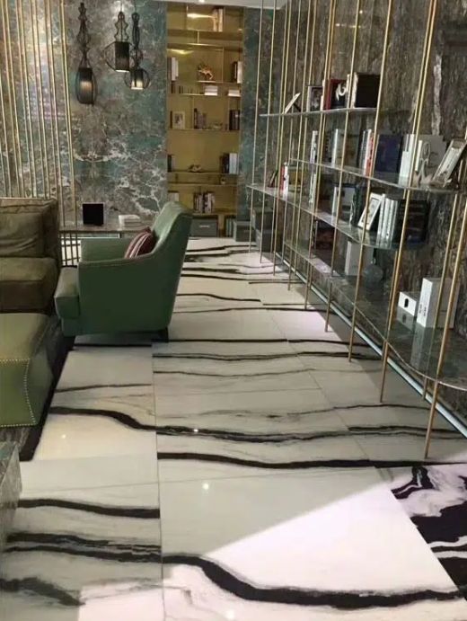 Natural Panda White Marble With Black Veins Stair Step Slab
