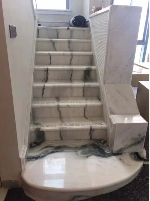 Natural Panda White Marble With Black Veins Stair Step Slab