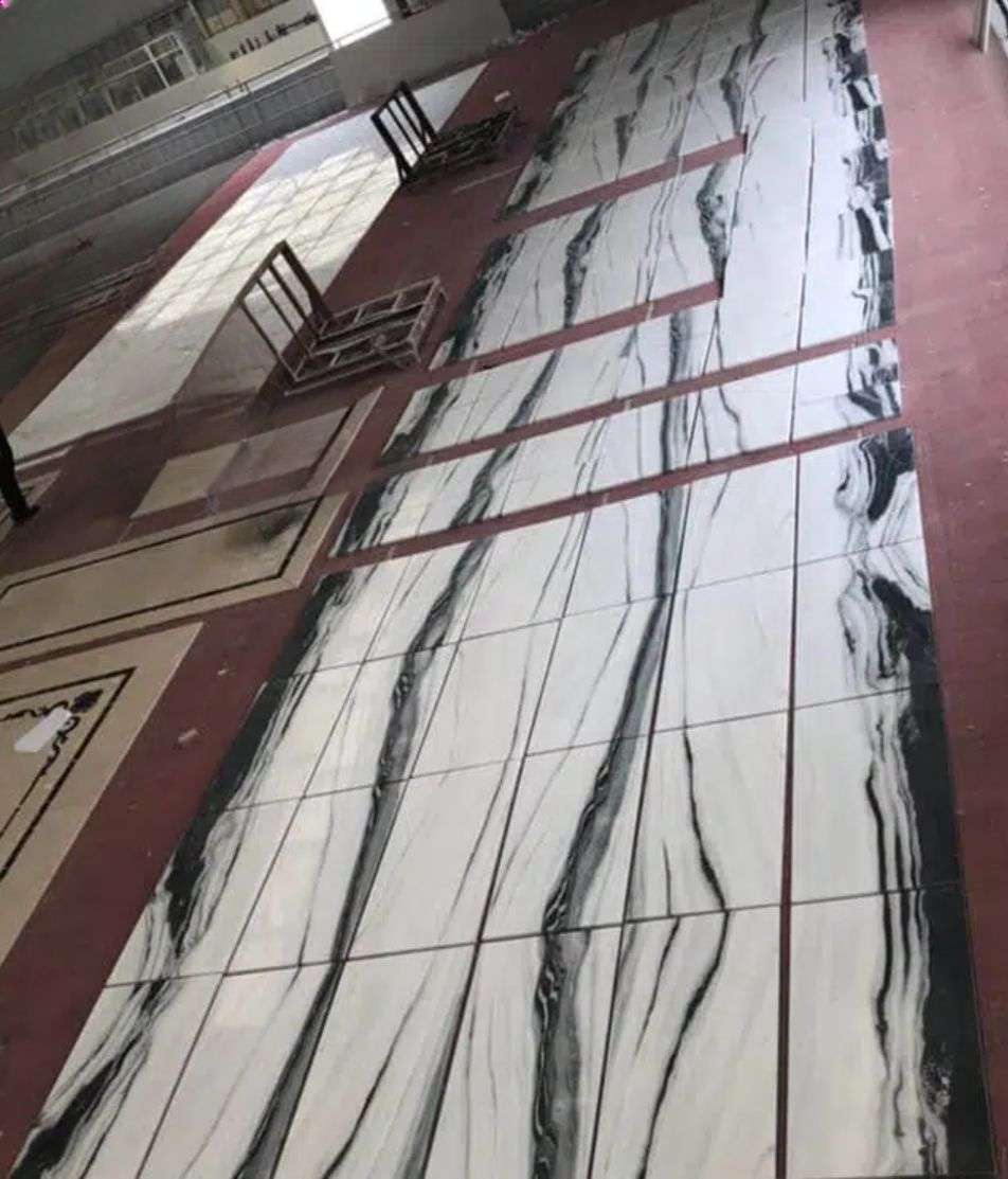Natural Panda White Marble With Black Veins Stair Step Slab