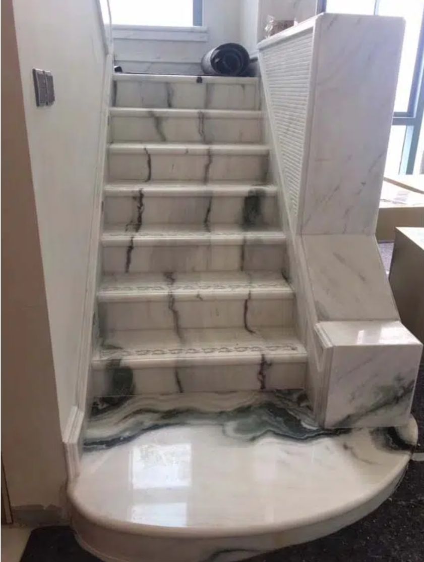 Natural Panda White Marble With Black Veins Stair Step Slab