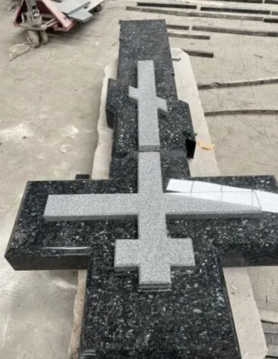 New G654 and Blue Pearl Custom Made Monuments Custom Cut Headstone