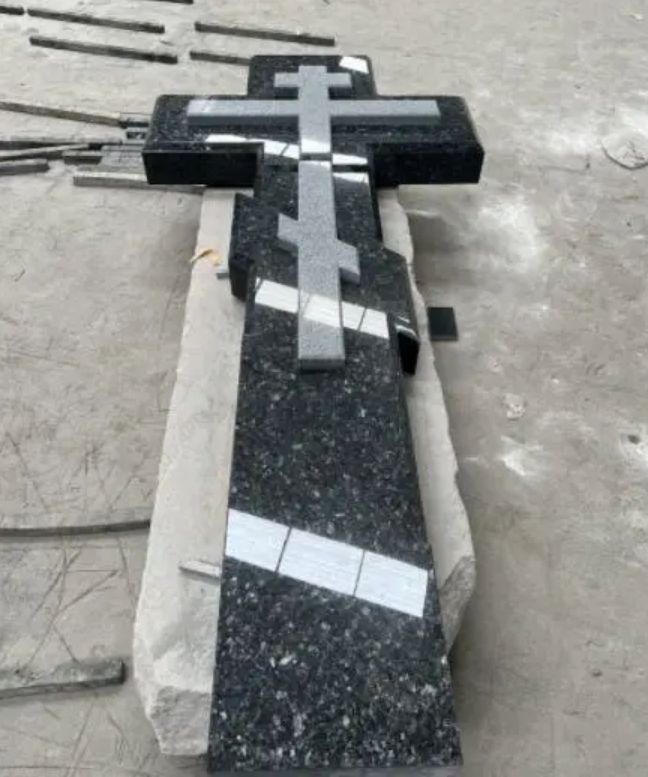 New G654 and Blue Pearl Custom Made Monuments Custom Cut Headstone