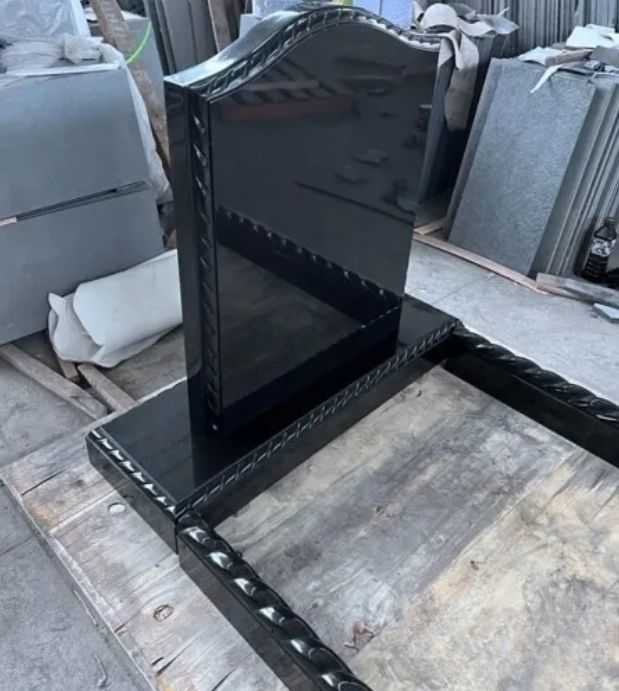 Pure Black Granite Monuments Rope Effect Design Competitive Price