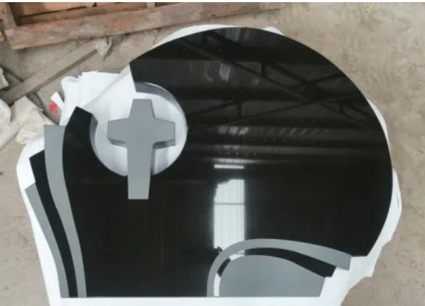 Pure Black Headstone Cross Tombstone