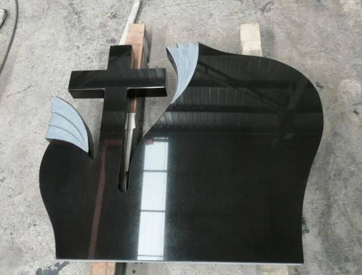 Pure Black Headstone Cross Tombstone