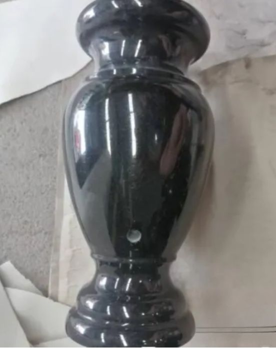 Pure Black Vase Cross Headstone Tombstone Monuments