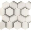 Double Ring hexagon mosaic, Thassos white hexagon Marble mosaic Tiles