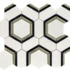 Double Ring hexagon mosaic, Thassos white hexagon Marble mosaic Tiles