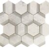 Double Ring hexagon mosaic, Thassos white hexagon Marble mosaic Tiles