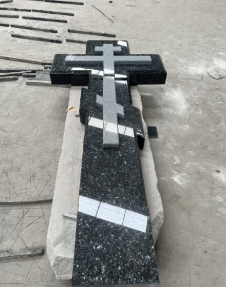 New G654 and Blue Pearl Custom Made Monuments Custom Cut Headstone