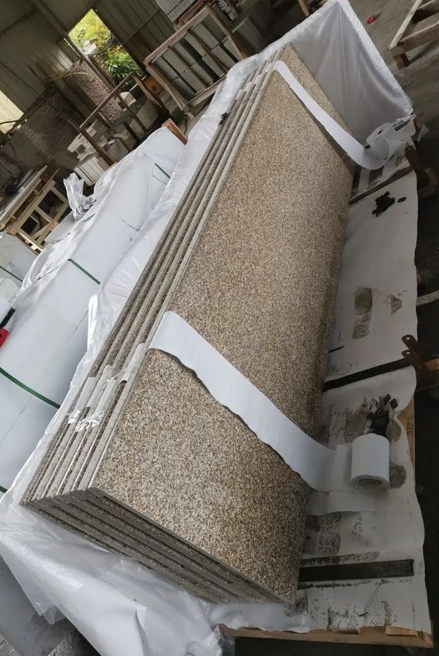 yellow rusty granite tiles slabs paving wall